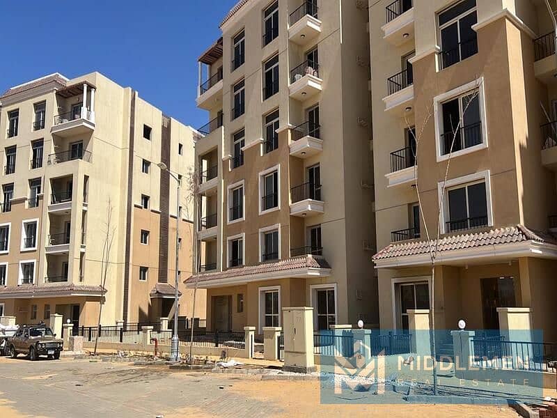 apartment corner 182m prime location view on villas , sarai mostakbal city 1