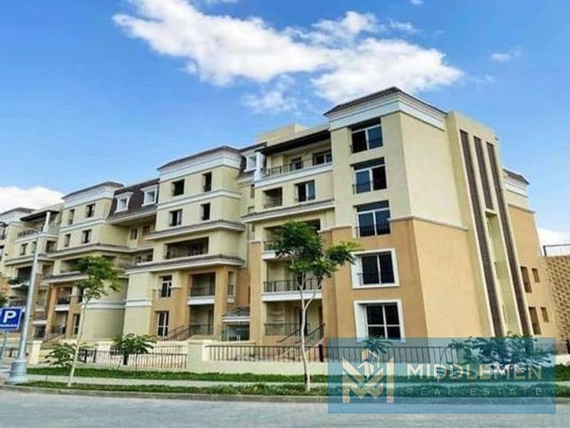 apartment corner 182m prime location view on villas , sarai mostakbal city 2