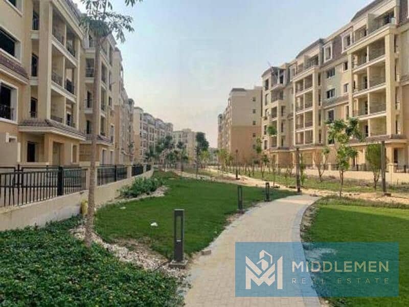 apartment corner 182m prime location view on villas , sarai mostakbal city 3