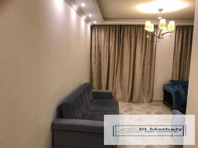 apartment 136 meter with garden 50 meter  for rent furnished in Al Rehab City 1