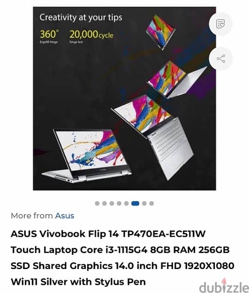 ASUS Vivobook Flip 14 touch core i3 9