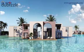 Chalet + garden (4 rooms), fully finished, double view corner in June Sodic, North Coast, in the middle of Ras El Hekma Bay