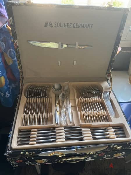 - ادوات مائده Soligee cutlery 72 piece Gold Matte Wooden box 18/10 0