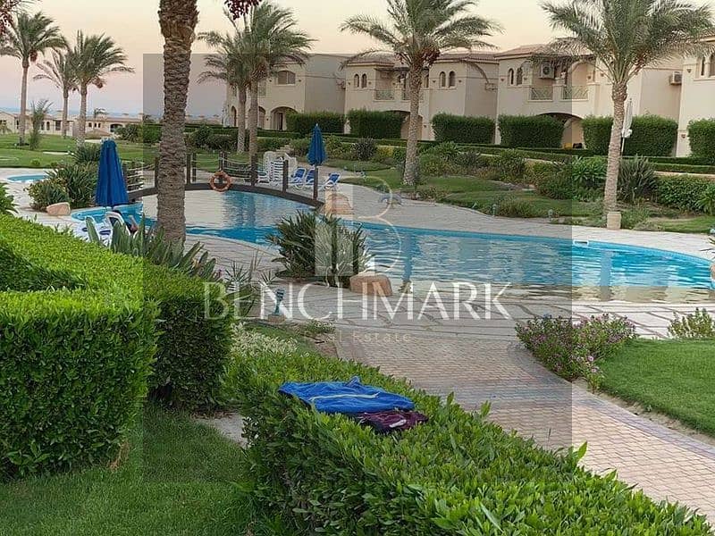 Garden chalet for sale 180 m delivery now finished Lavista Topaz Ain Sokhna Village next to Porto Sea view, landscape pool view installments 5 years 18