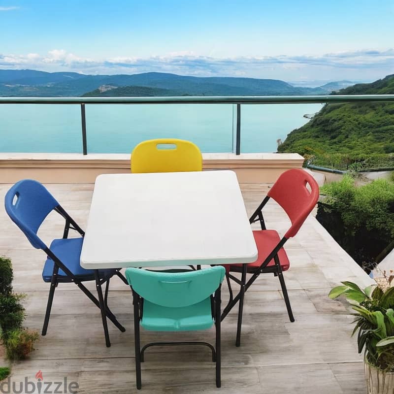 SunBoat 5-piece folding furniture set 88 cm table with 4 chairs 6