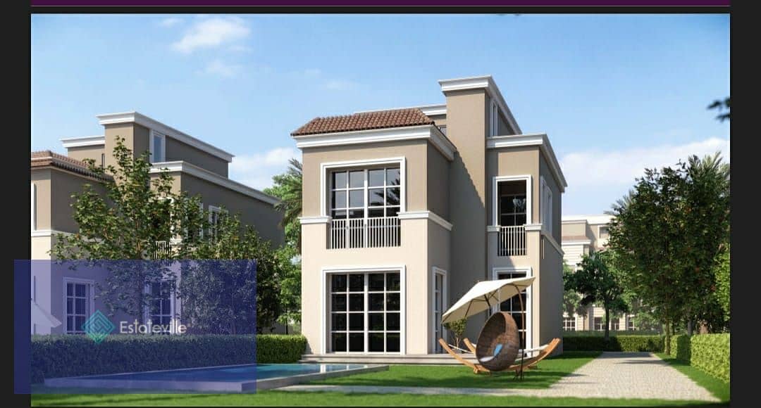 Independent villa 175 meters net in a fully villas compound in Mostakbal City directly on the Amal Axis and in front of Madinaty with a down payment o 5