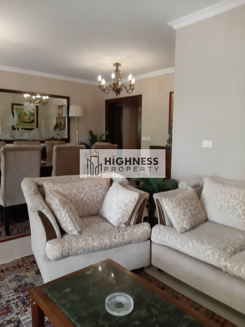 For quick sale, the most beautiful apartment in Garden City for sale, 158 m + 45 m garden, at a special price, fully finished and furnished, the first 0