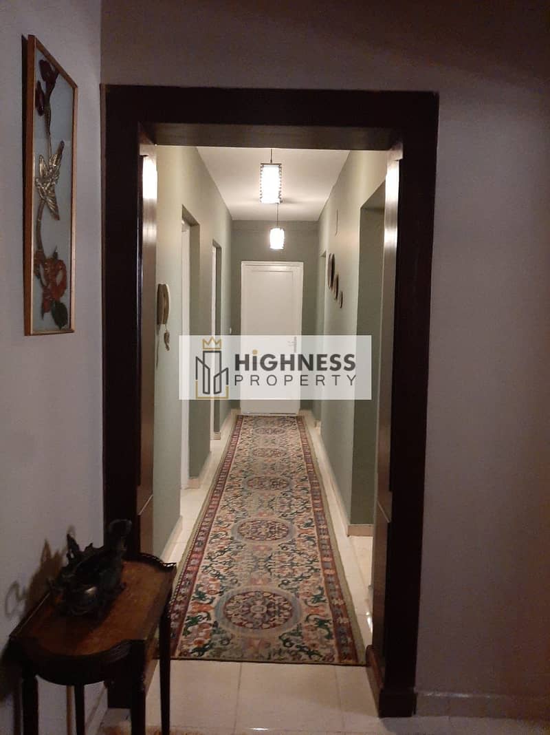 For quick sale, the most beautiful apartment in Garden City for sale, 158 m + 45 m garden, at a special price, fully finished and furnished, the first 3