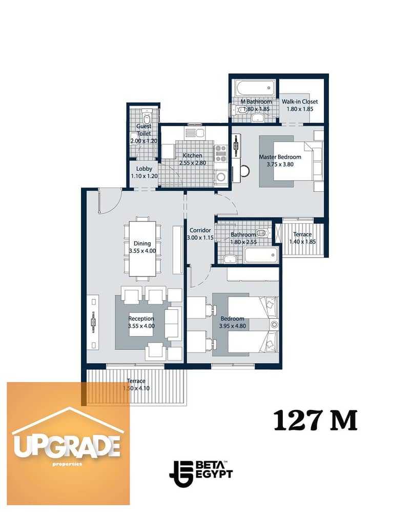 apartment Ready to move, 127m fully finished, with a view of a shrine and club in Beta Greens Compound Beta Greens 2