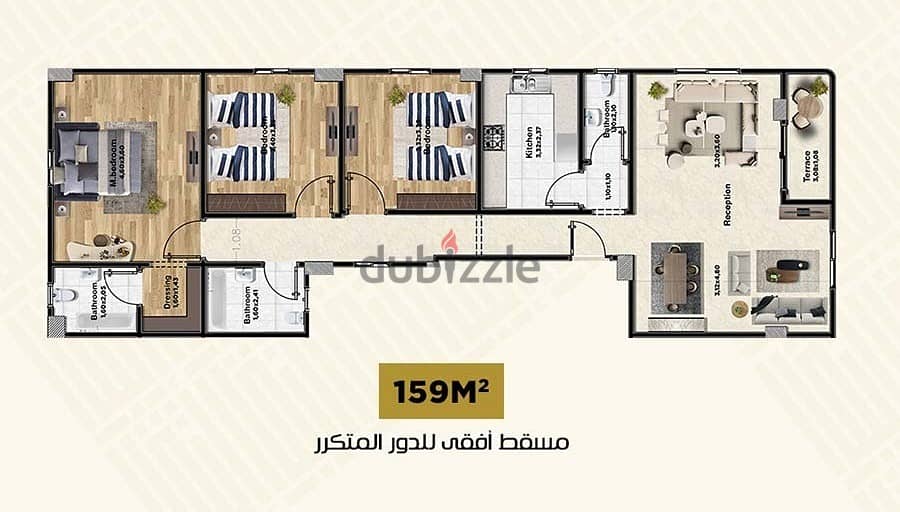 شقة للبيع فى النرجس الجديدة 159م تسليم سنة تقسيط 3 سنواتApartment for 4