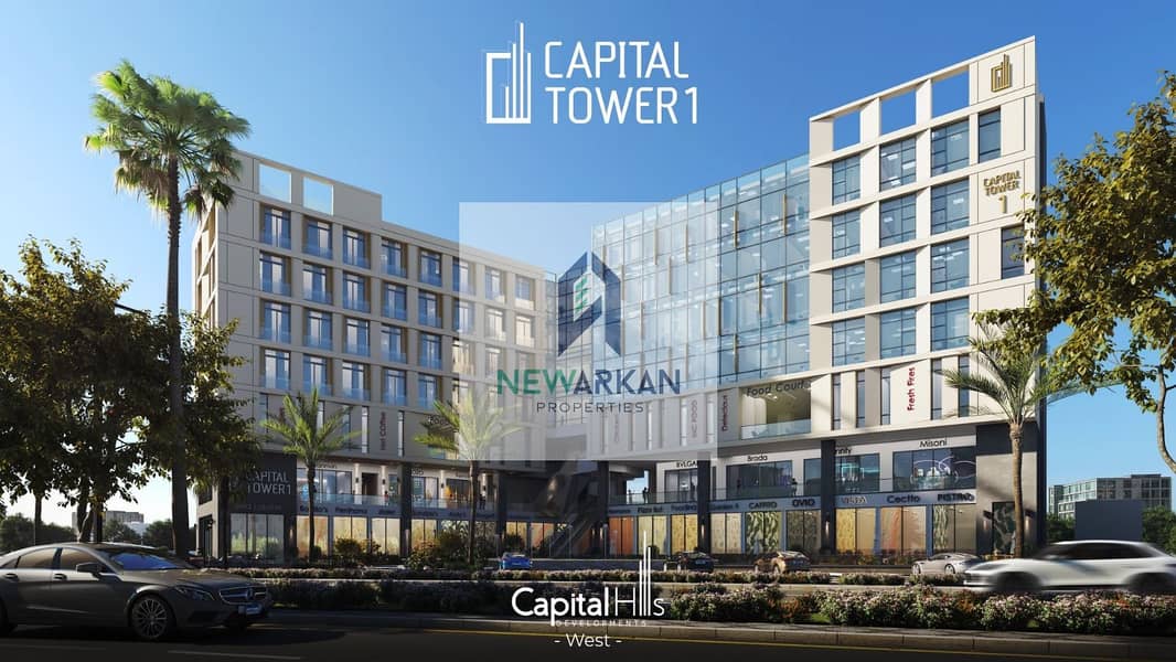 Invest and own a shop directly in front of a hotel on the axis directly in 6th October City, with lowest down payment and instalments for the longest 6