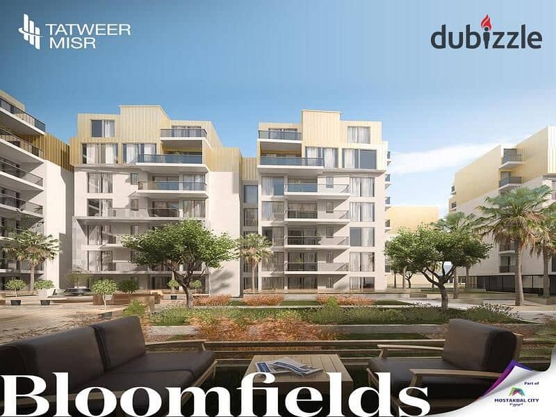 with Tatweer Misr, installments over 10 years with a 5% down payment and get your unit fully finished and with a distinctive view in Bloomfields 13