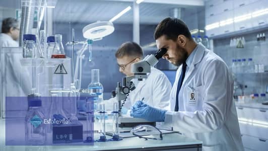 A laboratory with the largest traffic in the compound in the banks area next to the Bank of Egypt and Abu Dhabi Bank and Ibn Al Sham Restaurant in the