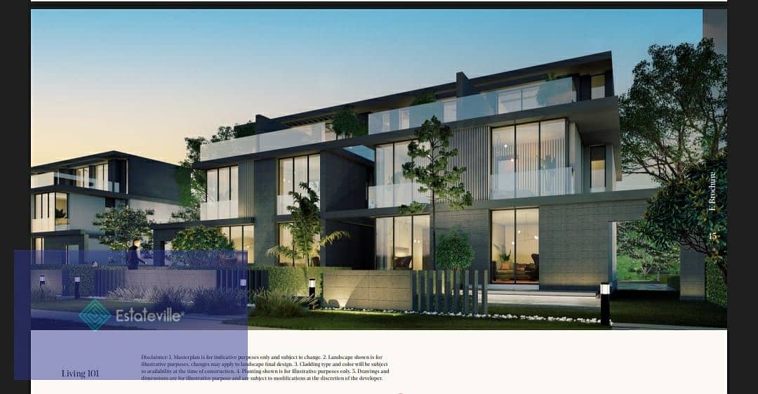 Townhouse 175 meters net view of the lakes with a down payment of 860 and payment over 9 years in plot No. 1 at the entrance to Mostakbal City in part 3