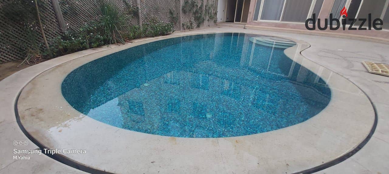 Spacious ground floor apartment with SWIMMING POOL for rent in West Golf New Cairo,  beside Katameya Heights 0