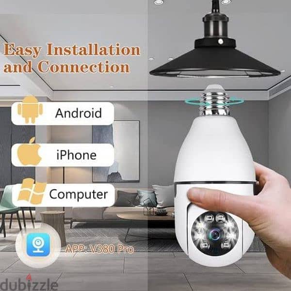 Panoramic WiFi Light Bulb Camera  كاميرا سريه علي شكل لمبه 2