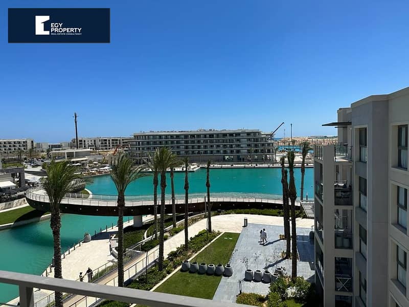 للبيع متشطب بالكامل في الساحل الشمالي يطل على الكنال شاليه بالتقسيط في مارينا فرونت مراسي Marina Front Marassi 1