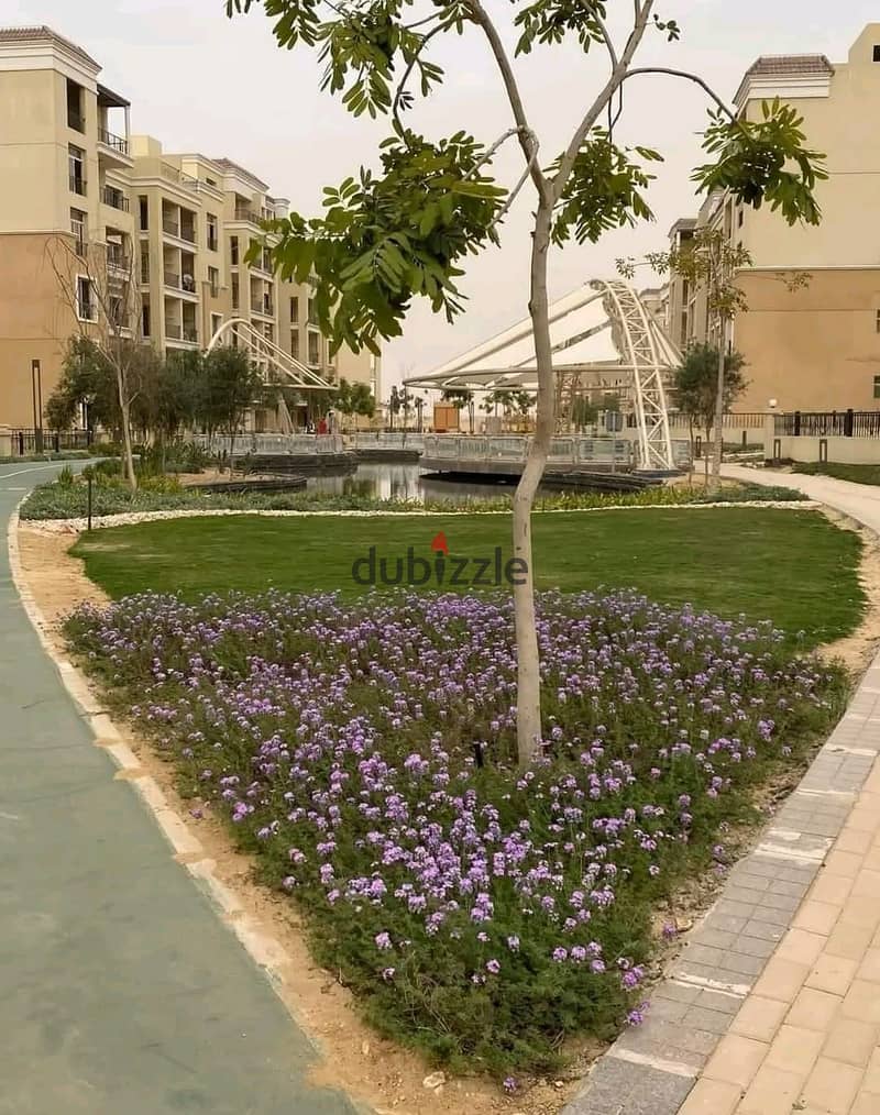 For sale, the last studio, 65 m + garden, 31 m, in Sarai Compound, next to Madinaty, on the Suez Road, with a down payment of 417k 6