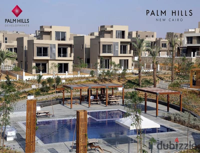 Apartment for sale, ground floor with garden in Palm Hills New Cairo, Lagoon view, down payment only 535 thousand and installments over 8 years 12