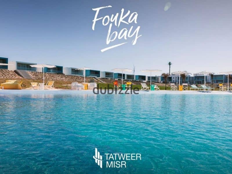 Chalet for sale in Fouka Bay Tatweer Misr, fully finished with air conditioning 5% down payment with view directly on the lagoon Special cash discount 5