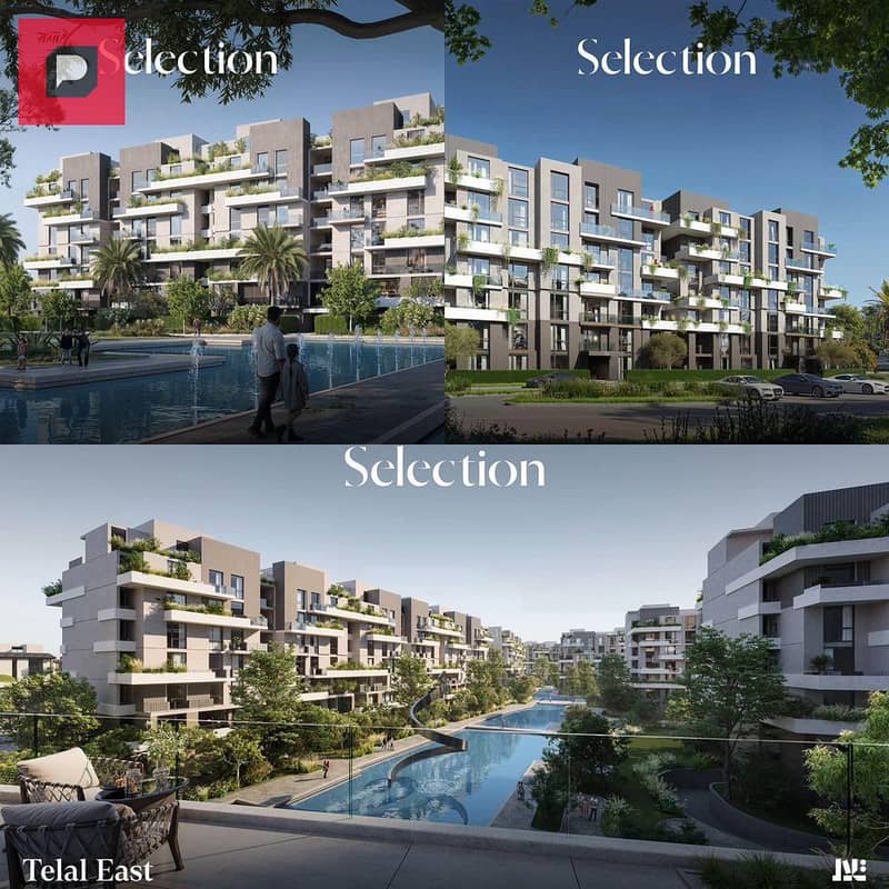 Penthouse for sale in Telal East Compound, New Cairo, next to Mountain View and next to Palm Hills, full view of the landscape and green area 3