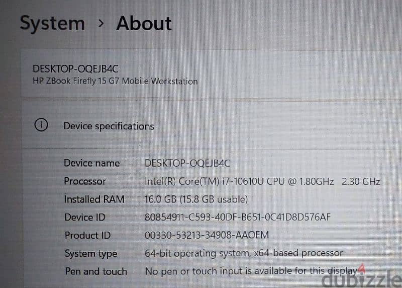 HP zbook 16ram 512ssd corei7 5