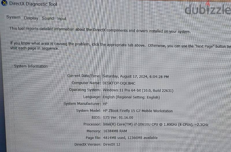 HP zbook 16ram 512ssd corei7 9