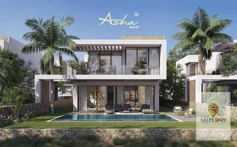 بنتاهوس pentahouse عالبحر مباشره متشطب الترا سوبر بالتكييفات والمطبخ فى قريه ازها AZHA North Coast راس الحكمه