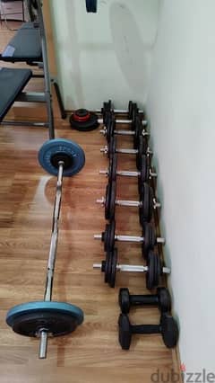 Dumbells and bench gym all from decathlon