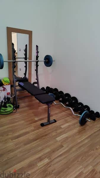 Dumbells and bench gym all from decathlon 2