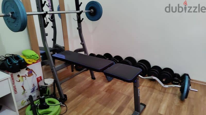 Dumbells and bench gym all from decathlon 4