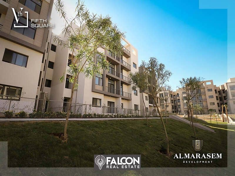 Apartment 160 meters ready for immediate delivery, fully finished, with the lowest down payment, in Al Marasem Fifth Square 9