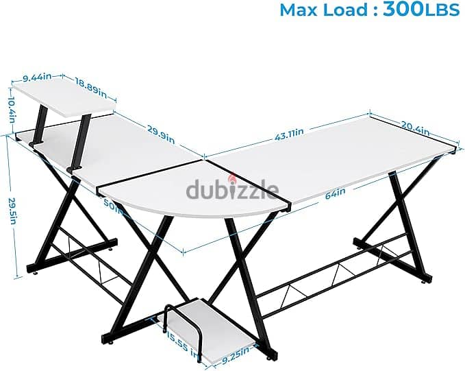 White L Shaped PC Desk 1