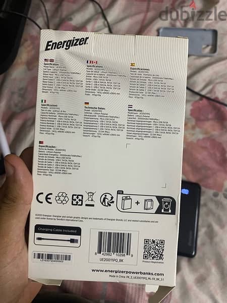 ENERGIZER Powerbank  22.5w 20000mAh UE20011PQ 7