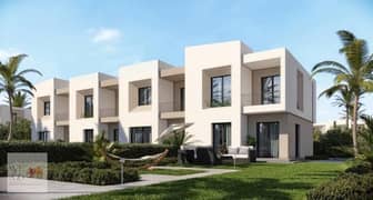 Villa Townhouse Corner for sale 158m overlooking landscape and lake in New Cairo in Taj City Compound, installments over 8 years