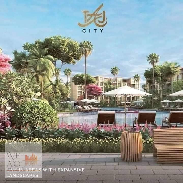 Distinctive penthouse, 3 floors, 224 m, with a large roof of 125 m, for sale in Taj City Compound, in front of Cairo International Airport, with a 5% 3