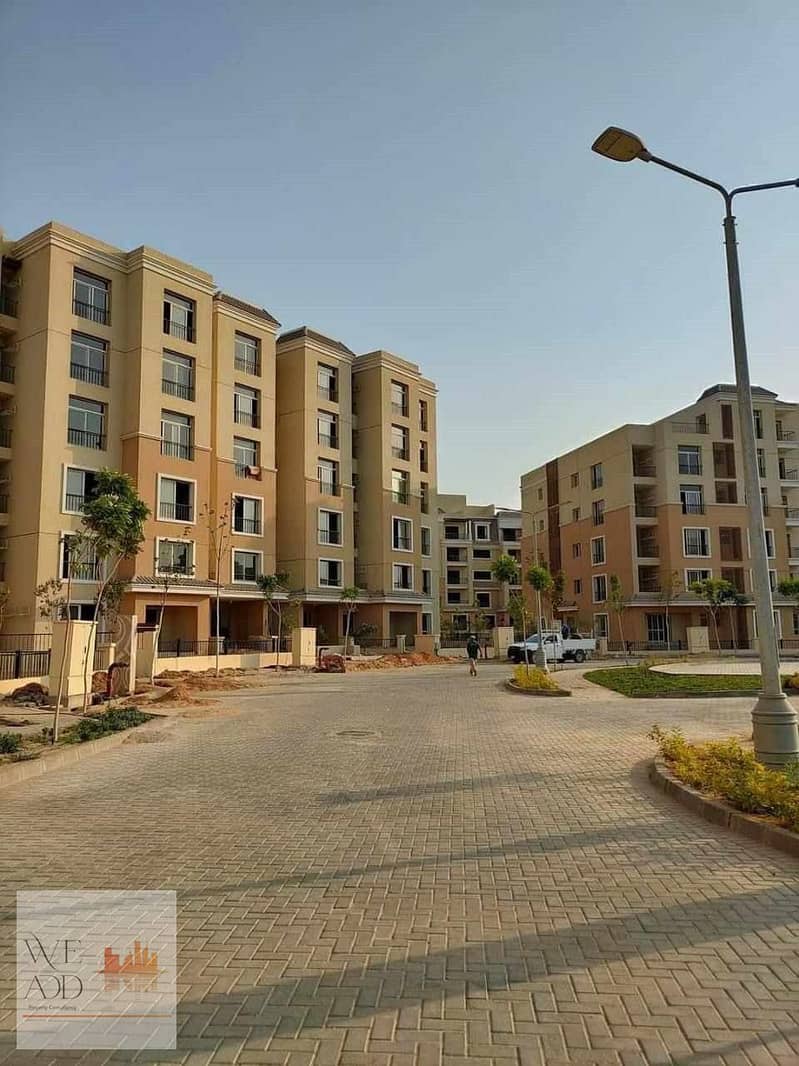 شقة دبل فيو للبيع بكمبوند سراي Sarai سور بسور مدينتي فيو لاند سكيب وفلل 157م بمقدم يبدأ من 5% بالتقسيط على 8 سنوات في افضل مراحل سراي esse 8