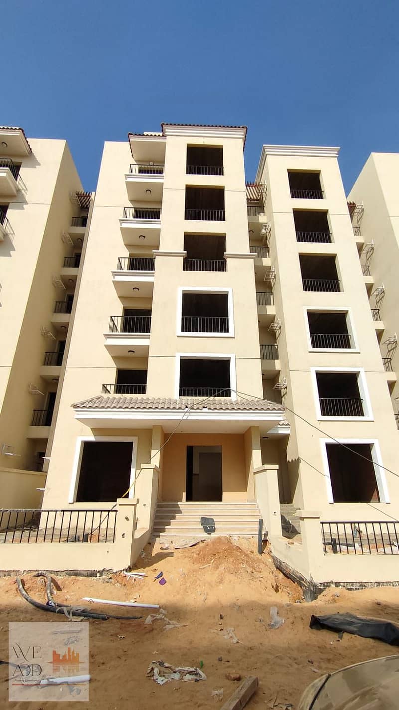 Triplex apartment for sale, 217 m, private roof, 74 m, walled, Madinaty, Sarai Compound, near Mostakbal City, in installments over 8 years 8