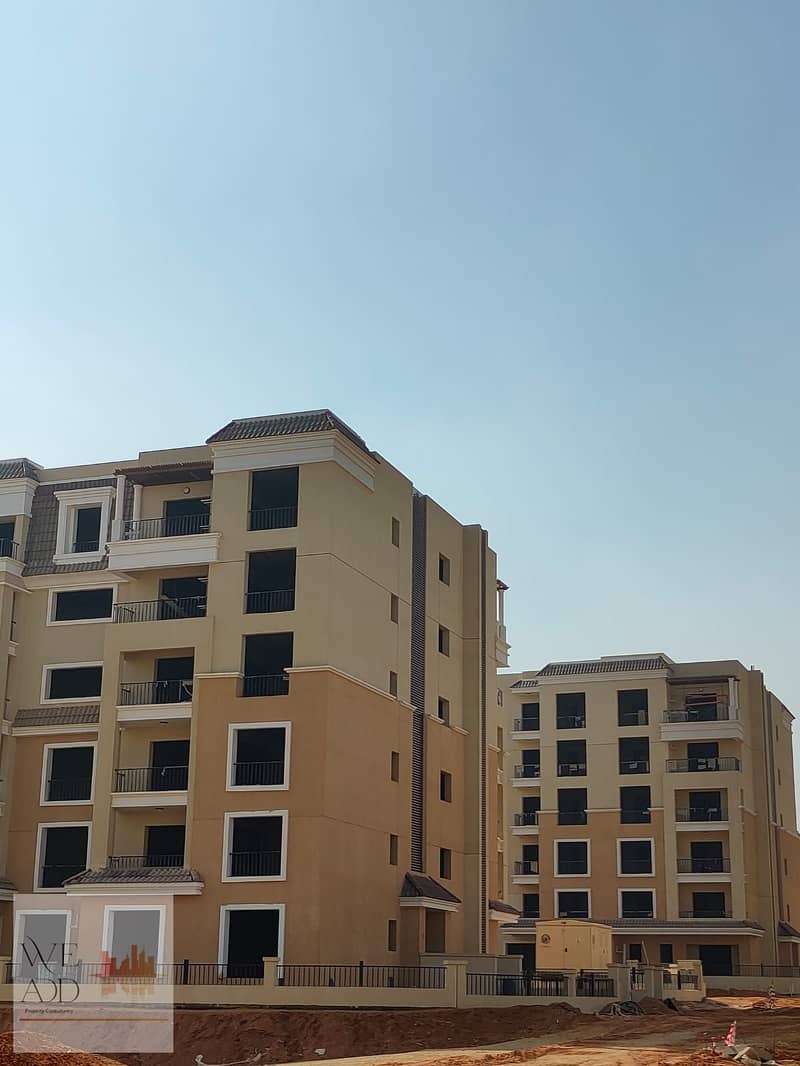 Triplex apartment for sale, 217 m, private roof, 74 m, walled, Madinaty, Sarai Compound, near Mostakbal City, in installments over 8 years 9