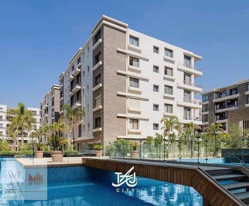 Duplex apartment, 156 m, longitudinal division, for sale in Taj City Compound in El Tagamoa, on Suez Road, Origami Golf Phase 4