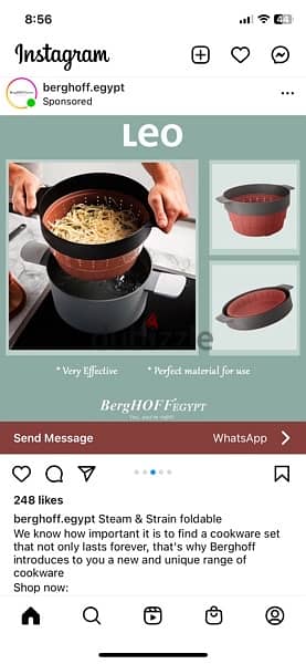 berghoff pasta strainer/steamer 2