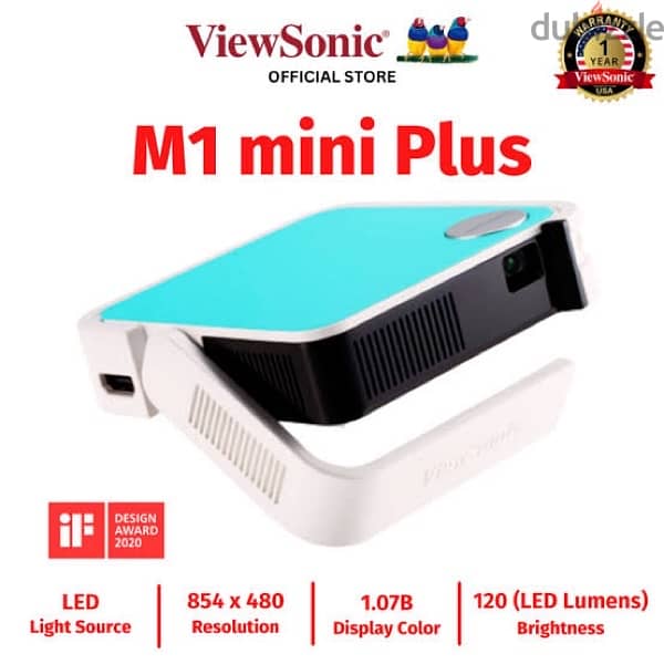 ViewSonic M1 mini Plus Smart LED Pocket Cinema Projector 1