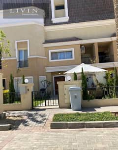 Villa for sale, 3 floors, 5 rooms + 6 bathrooms, at the old price, in installments, in Sarai New Cairo Compound, wall by wall, with Madinaty