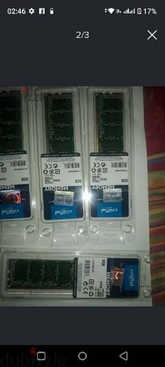 رامات كروشال 8 جيجا ddr3 1600 جديدة ضمان سنة كروشال