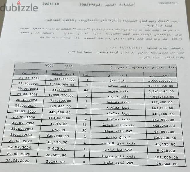 شقه للبيع في ارقي مراحل مدينتيB15 استلام فوري وايد جاردين بمقدم 2مليون 5