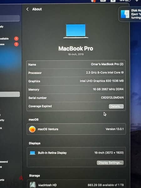 Macbook pro 2019 , core i9 2