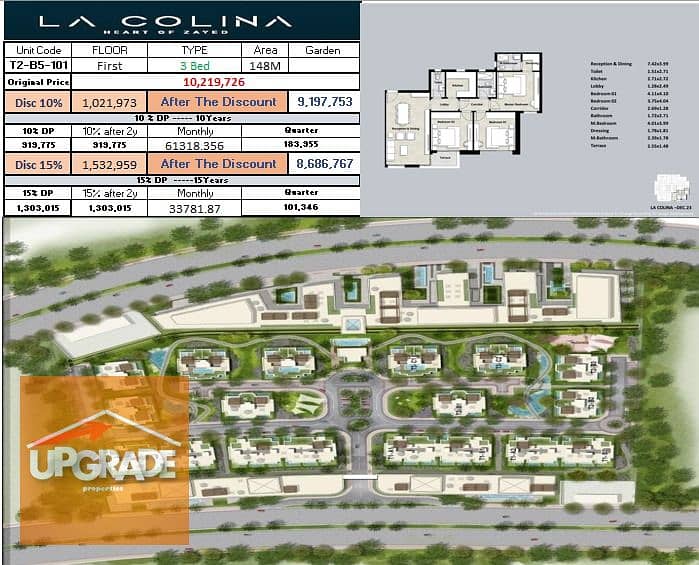 A 148 sqm apartment in La Colina, El Sheikh Zayed, offers a 15-year installment plan. Prime location, last unit at the old price. 2