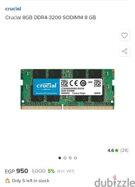 Ram 8gb ddr4 3200mhz, for Laptop 1