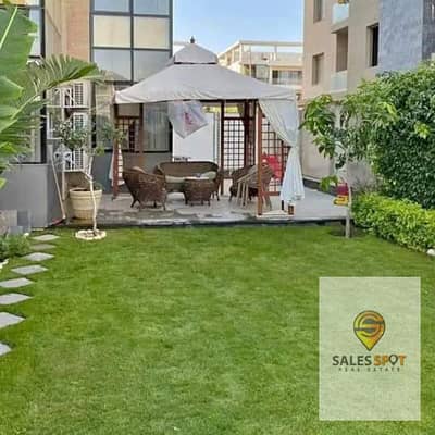 For sale in installments, ground apartment 130m with garden 174m nautical open view in Sarai Compound, next to Madinty New Cairo on Suez Road