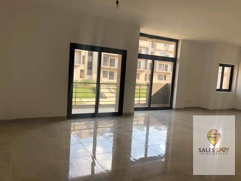 For sale in installments, ground apartment 130m with garden 174m nautical open view in Sarai Compound, next to Madinty New Cairo on Suez Road 1